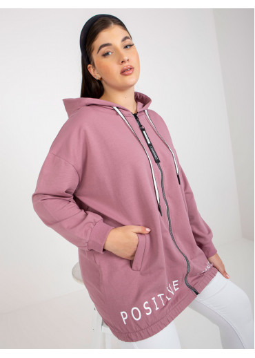 Tmavopúdrovo ružová mikina s kapucňou