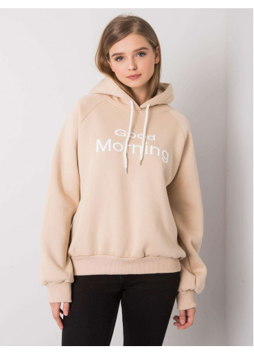 Béžovo hnedá oteplená mikina s kapucňou