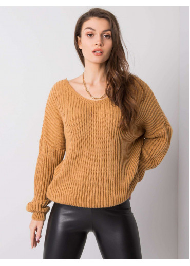 Hnedý pulóver s čipkou