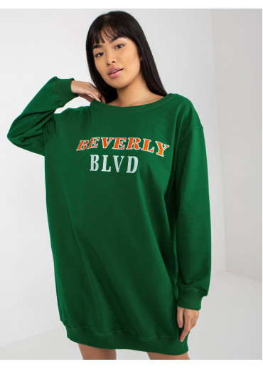 Tmavozelená predĺžená mikina