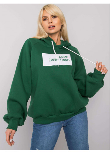 Tmavozelená oteplená mikina s kapucňou