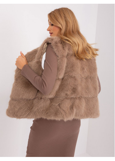 Kapučínovo hnedá kožušinová vesta