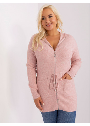 Púdrovo ružový sveter s kapucňou