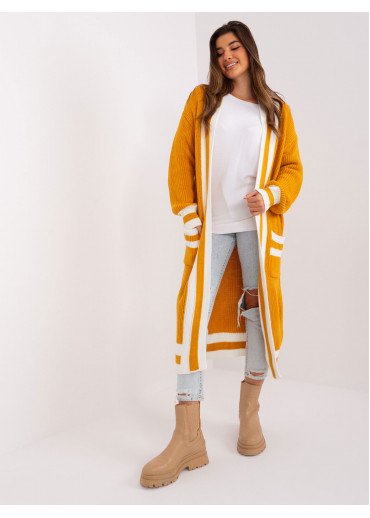 Karamelovo hnedý dlhý kardigán