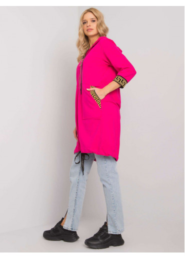 Fuchsiovo ružová dámska oversize predĺžená mikina