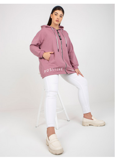 Tmavopúdrovo ružová mikina s kapucňou