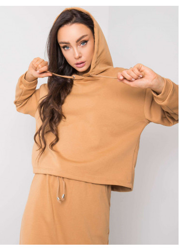 Karamelovo hnedá teplákova súprava so sukňou