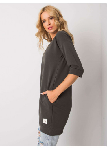 Khaki zelená predĺžená mikina