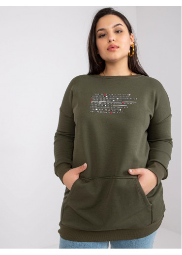 Khaki zelená predĺžená mikina