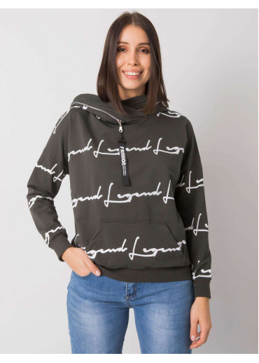 Khaki zelená dámska mikina s kapucňou