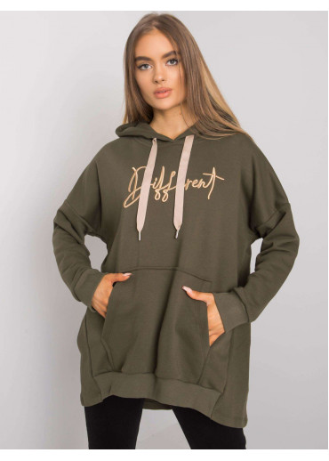 Khaki zelená mikina s kapucňou