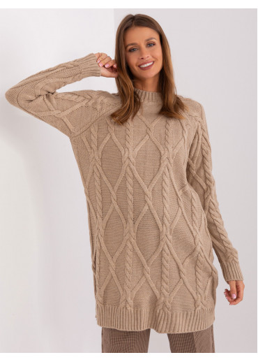 Béžovo hnedý predĺžený sveter