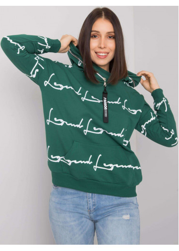 Tmavozelená dámska mikina s kapucňou