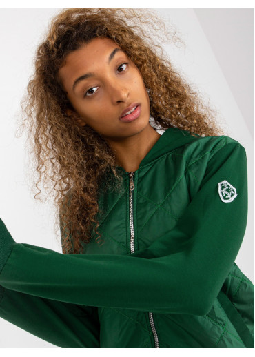 Tmavozelená mikina s kapucňou