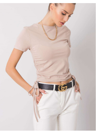 Béžovo hnedé crop top tričko