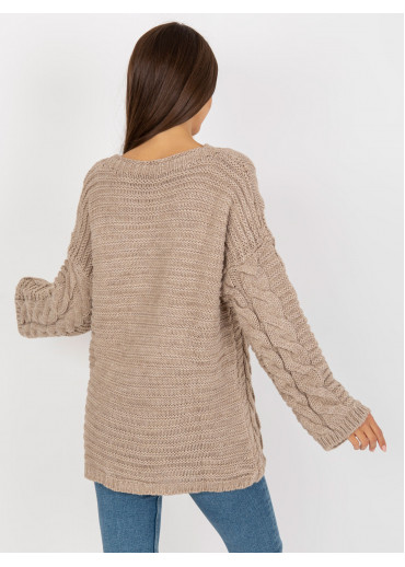 Béžovo hnedý pletený sveter