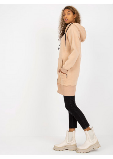 Béžovo hnedá predĺžená mikina