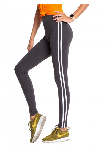 Khaki zelená legíny s lampasmi