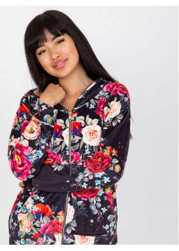 Čierna kvetovaná mikina