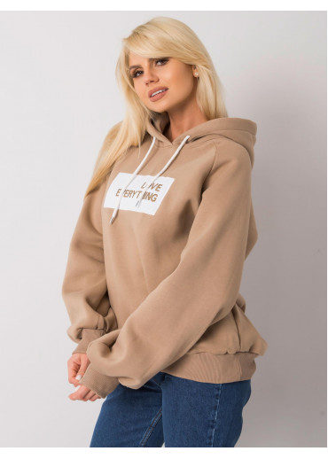 Kapučínovo hnedá oteplená mikina s kapucňou