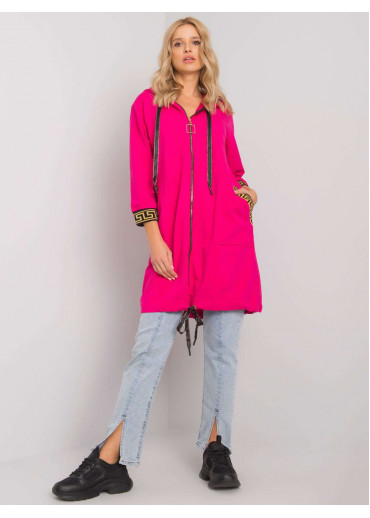 Fuchsiovo ružová dámska oversize predĺžená mikina