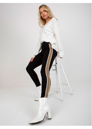 Béžovo hnedé legíny s lampasom