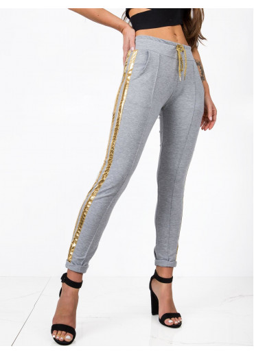 Sivé tepláky s lampasmi