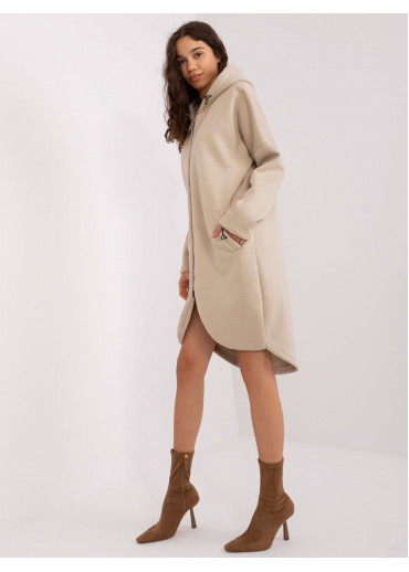 Béžovo hnedá predĺžená mikina