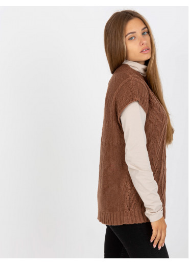 Hnedá pletená vesta