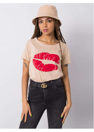 Béžovo hnedé bavlnené tričko