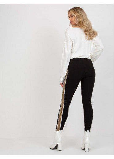 Béžovo hnedé legíny s lampasom