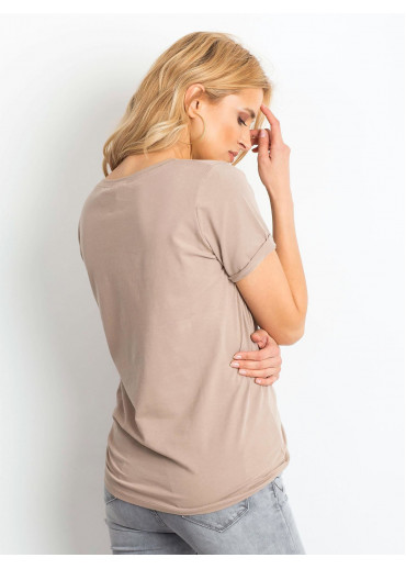 Béžovo hnedé bavlnené tričko