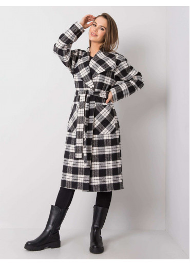 Čierny kabát s opaskom