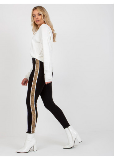 Béžovo hnedé legíny s lampasom