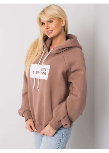 Béžovo hnedá oteplená mikina s kapucňou