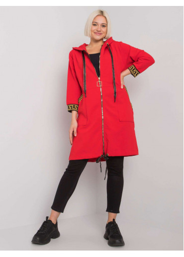 Červená dámska oversize predĺžená mikina