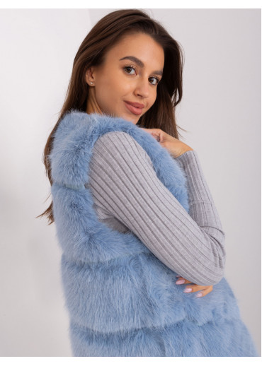 Svetlomodrá kožušinová vesta