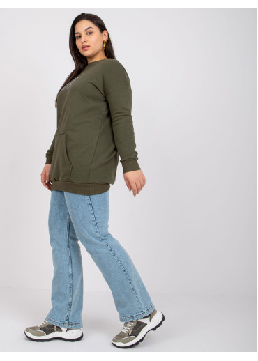 Khaki zelená predĺžená mikina