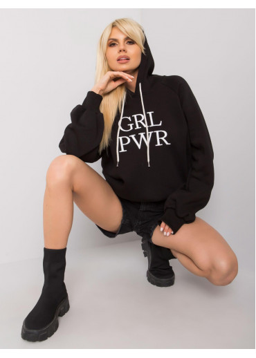 Čierna oteplená mikina s kapucňou