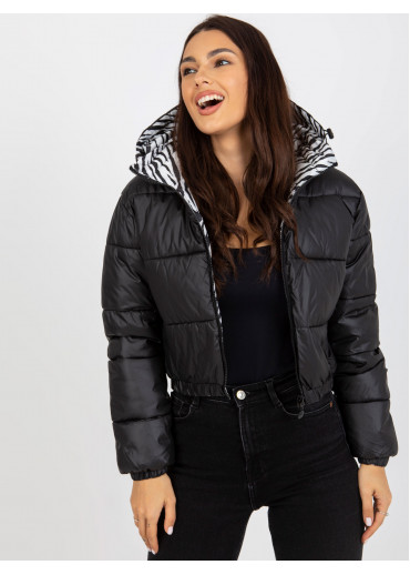 Čierna krátka prešívaná bunda