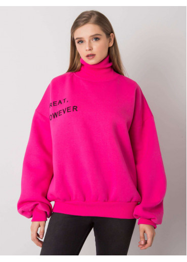 Fuchsiovo ružová mikina s rolákovým golierom