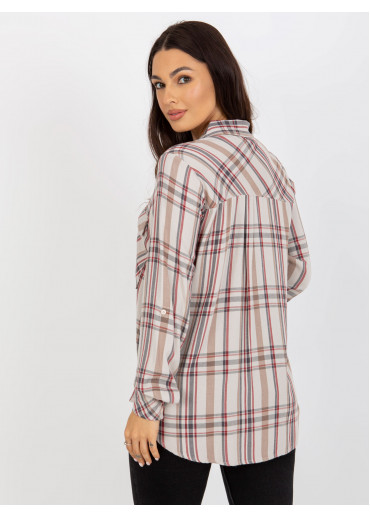Béžovo hnedá károvaná blúzka