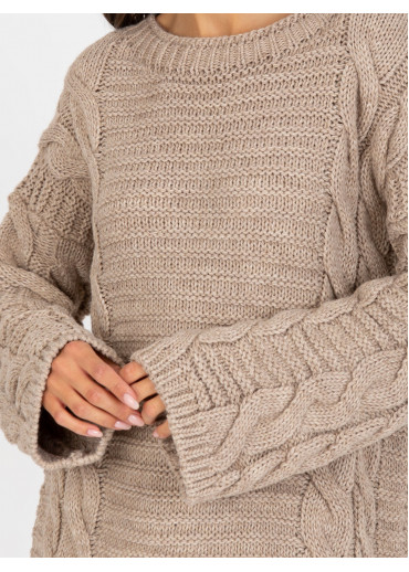 Béžovo hnedý pletený sveter