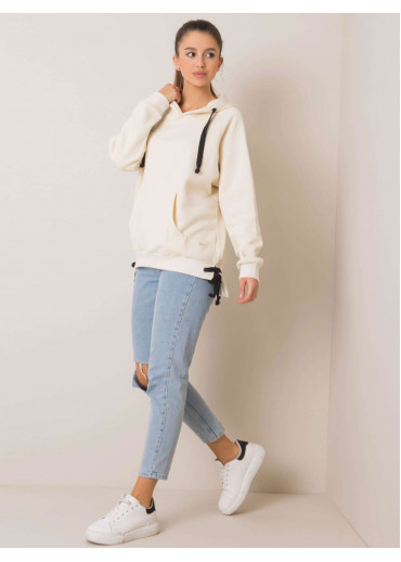 Smotanovo biela mikina s kapucňou