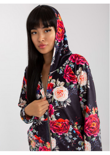 Čierna kvetovaná mikina