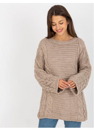 Béžovo hnedý pletený sveter