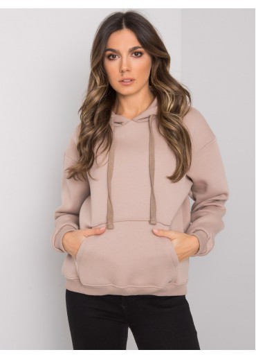 Béžovo hnedá basic mikina s kapucňou