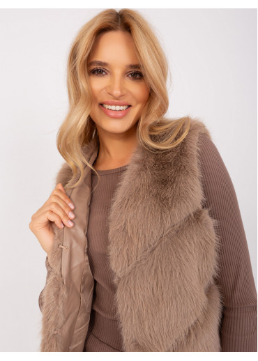 Kapučínovo hnedá kožušinová vesta