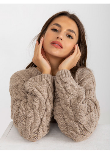 Béžovo hnedý pletený sveter