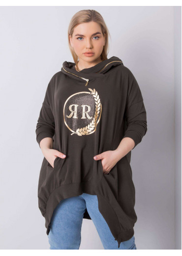 Khaki zelená mikina s kapucňou